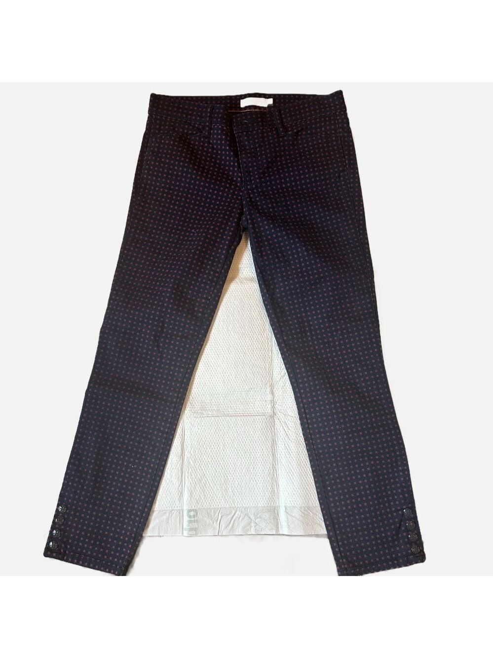 Tory Burch Women’s Pants 28 Blue Red Cotton Spandex Zipper